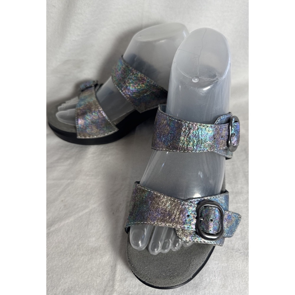 Dansko Sophie Iridescent Rainbow Leather Double Strap Wedge Sandal EU 40 US 9.5